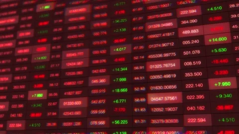 Dynamic Display of Financial Data and Stock Prices Revealing Market Stock Footage 339067715