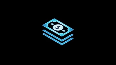 Dynamic dollar currency animation on a black screen, showcasing rotating or.. Stock Footage 305166271