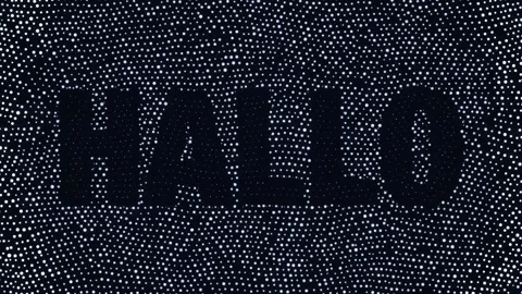 Dynamic dot pattern animation forms Hallo word then disappears Stock Footage 348427253