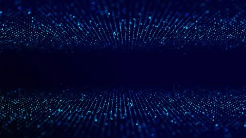 Dynamic double flow of digital particles. Network connection structure. Big d Illustrazione stock