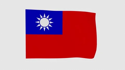 Dynamic Drifting Taiwan National Flag Loop Alpha Channel Video stock 343043895
