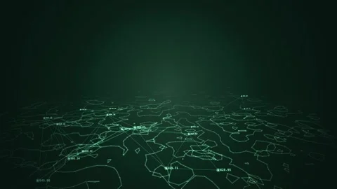 Dynamic Drone Flythrough of a Geospatial Network with Data Mapping and Visual Ef Stock Footage 339301989