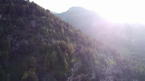 Dynamic Drone Pan With Sun Flares. Kazakhstan, Sayram-Ugam National Park Stock Footage 332943539