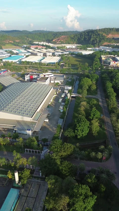 Dynamic drone perspective reveals a large-scale enterprise zone with contem.. Stock Footage 337280260