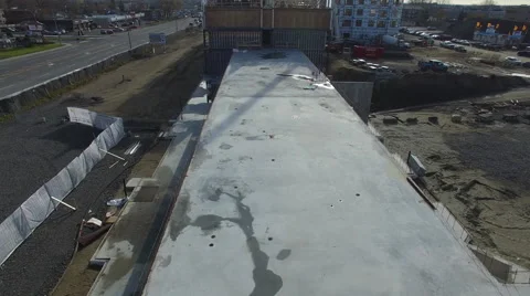 Dynamic drone shot on a construction site Stock Footage 64145095