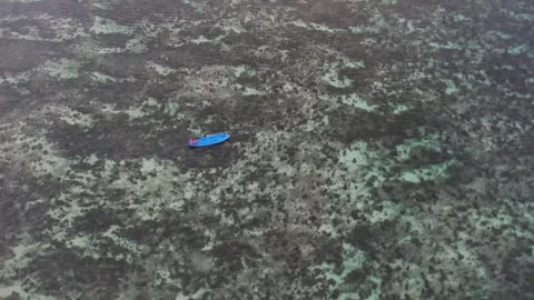 Dynamic Drone Shot of Kayaker in the Sea, Philippines Stock Footage 272660369