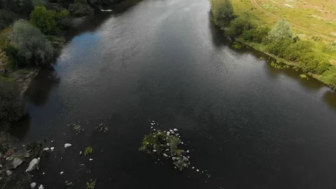 Dynamic Drone Shot Over a River Stock-Footage 111734427