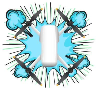 Dynamic Drone with Vibrant Comic Style Elements Stock Illustration