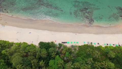 Dynamic drone video of a Paradise Beach Stock Footage 304322672