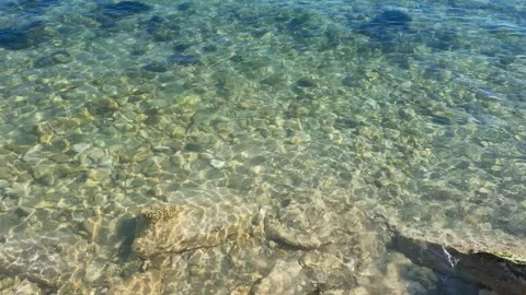 Dynamic drone view of clear shallow water with textured seabed Stock Footage 322161116