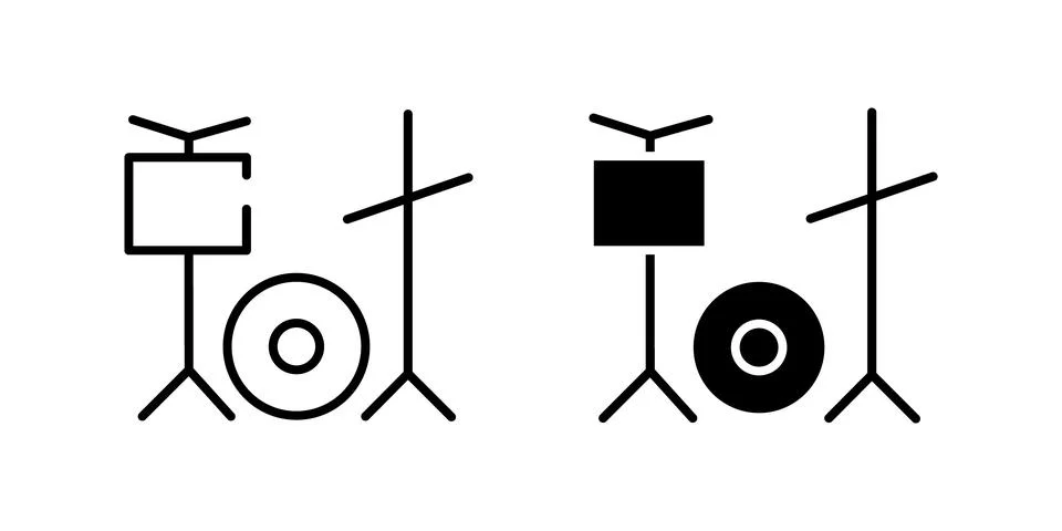 Dynamic drum set music percussion instrument icon set for bands, concerts, .. Stock Illustration