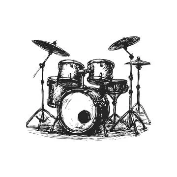 Dynamic Drum Set Sketch Stock Illustration