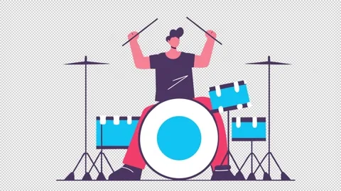 Dynamic drummer. Drum kit animation Video stock 328704026