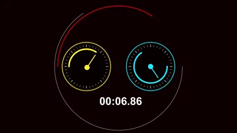 Dynamic dual circular gauges with vibrant yellow and blue indicators steadi.. 動画素材 342907180