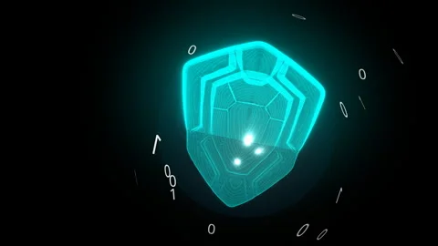 Dynamic Dutch Angle Roll Tracking Cyber Security Data Shield, 4K Stock Footage 337225007