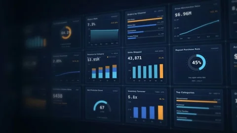 Dynamic E-commerce Data Dashboard Interactive Analytics Display Business Stock Footage 342478225
