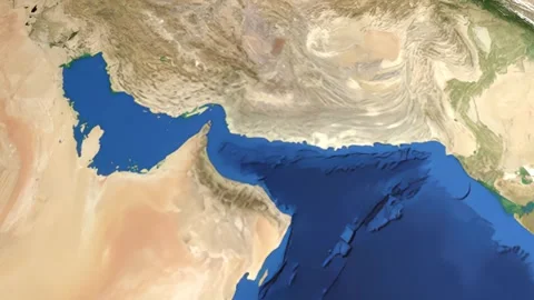 Dynamic earth motion revealing qatar on world map with neighboring countrie.. Stock Footage 333079125