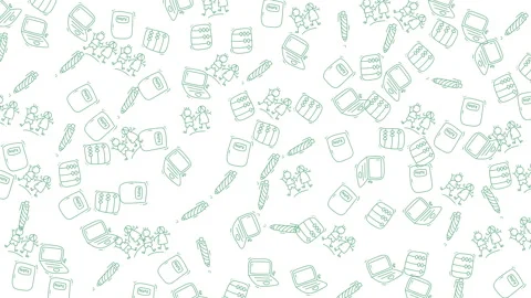 Dynamic Education Technology Doodles Seamless Background Loop Green White Видео 335010532