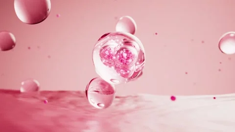 The dynamic effect of the pink molecular essence on the skin surface Video stock 334028762