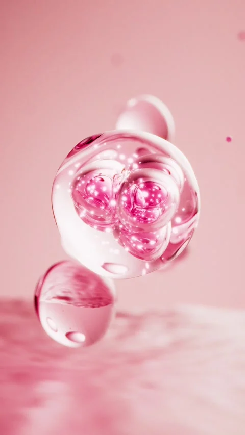 The dynamic effect of the pink molecular essence on the skin surface Видео 334029105