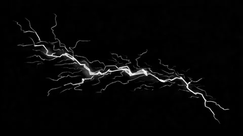 Dynamic electric lightning bolt with high voltage effect in dark sky Stock Footage 314666503
