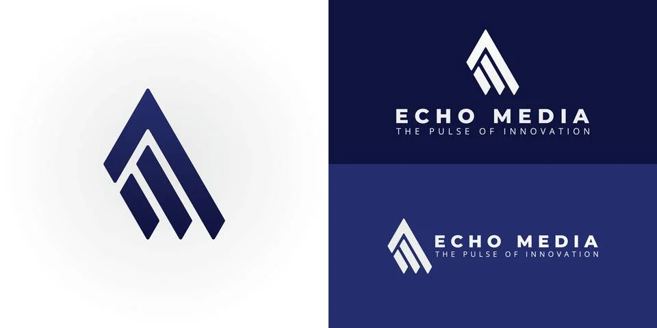 Dynamic EM monogram logo designed with ascending multi-bar forms. Stock Illustration
