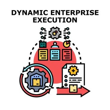 Dynamic enterprise execution process developing business strategy Stock-Illustration