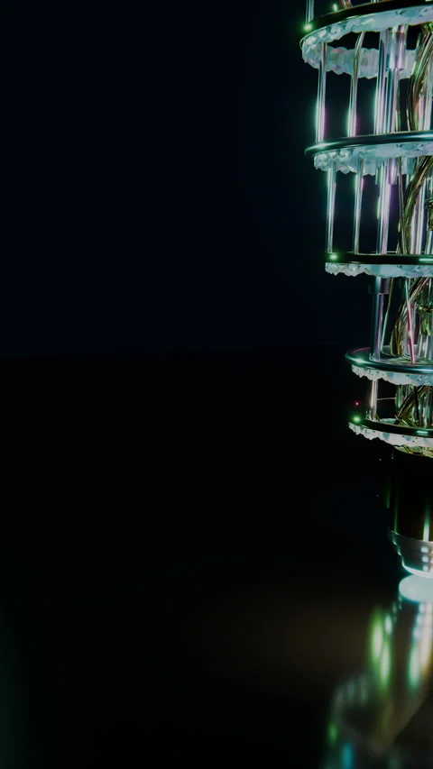 Dynamic Entrance Sweep On Quantum Mainframe, Vertical 9:16 4K Stock Footage 345542365