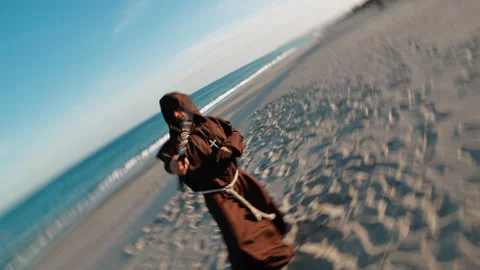 Dynamic Exercise With Nunchaku On The Beach Stock Footage 272504062
