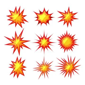 Dynamic explosion bursts creating comic book effect Stock Illustration