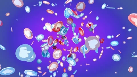 Dynamic explosion of colorful Like and Favorite Heart symbols on social media Vídeos de archivo 264497732