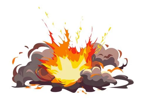 Dynamic explosion depicted in flat vector illustration style showcasing dyn.. 스톡 일러스트