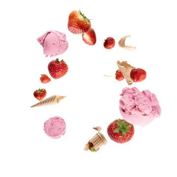 Dynamic Explosion of Fruit and ice cream Props Stock Photos