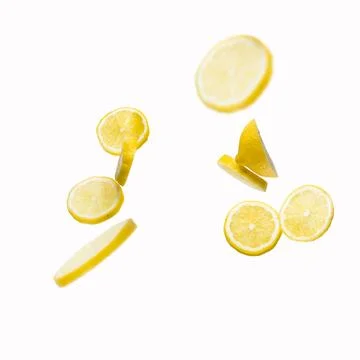 Dynamic Explosion of slice of lemons Stock Photos