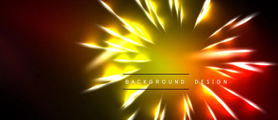 Dynamic explosion, vibrant colors radiate from central point. Yellow, orange, Illustrazione stock