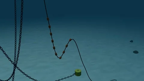 Dynamic export cable arch above the seabed orbit loop Vídeos de archivo 344651719