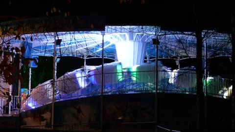 Dynamic Fairground Motion: Spinning Ride in Nighttime Stock Footage 257018975