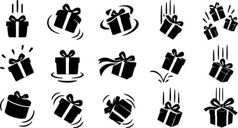 Dynamic falling and bouncing gift box icons showing fast delivery and holid.. 스톡 일러스트