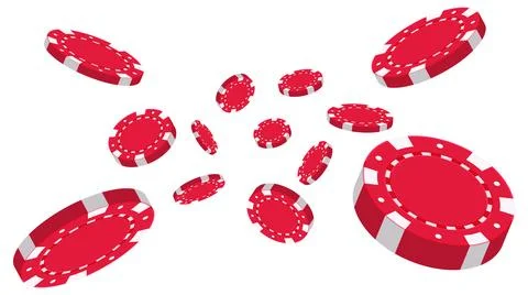 Dynamic Falling Red Casino Poker Chips Vector Illustration on White Backgroun Stockillustratie