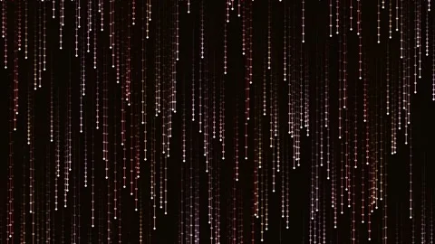 Dynamic falling red particles stream effect animation on deep black backdrop Stock Footage 340380189