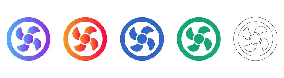Dynamic Fan Blade Icon Set Stock Illustration