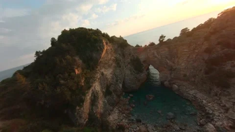 Dynamic Fast Drone Aerial Footage Fly by Beautiful Antioch ad Cragum lagoon Stock Footage 153309625