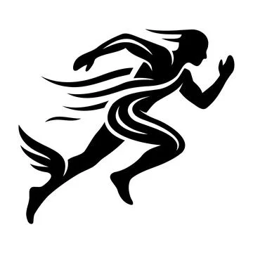 Dynamic Female Runner Silhouette Vector Icon Stock Illustration