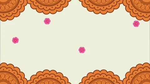 Dynamic festive frame with traditional indian mandalas and floating pink fl.. Stock Footage 333293044