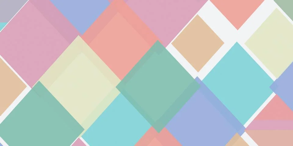 A dynamic field of translucent rotated shapes in coral, teal, aqua, lavende.. Stock Illustration