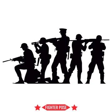 Dynamic Fighter Pose Silhouette Collection  Ready to Use Vector Graphics fo.. Stock Illustration