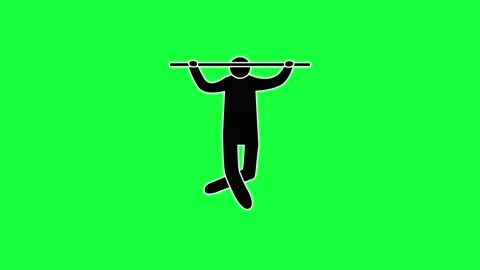 Dynamic figure exercising with bar against green background Stock Footage 331505752