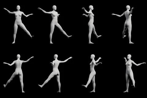 Dynamic figure model in black studio Stock Illustration