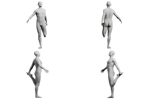 Dynamic figure model in white studio Stock Illustration