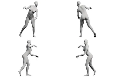 Dynamic figure model in white studio Stock Illustration